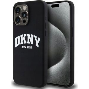 DKNY DKNY Liquid Silicone White Printed Logo MagSafe - Etui iPhone 15 Pro Max (czarny)