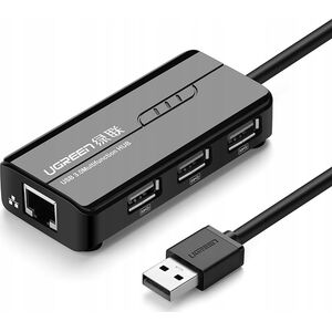 Adapter USB Ugreen Adapter sieciowy Ugreen 20264 RJ45 / USB-A 10/100Mbps HUB 3x USB-A 2.0 - czarny