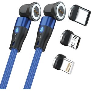 Καλώδιο USB Realpower RealPower Μαγνητικό καλώδιο, 1μ, 2x μαγνητικό, μπλε με προσαρμογείς