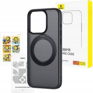 Baseus Etui Baseus SkyRing Magnetic ze stojakiem dla iP 15 Pro + szkło hartowane i zestaw czyszczący (czarny)
