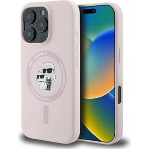 Karl Lagerfeld Karl Lagerfeld KLHMP16SSCMKCRHP iPhone 16 6.1" różowy/pink hardcase Silicone Karl&Choupette Heads Ring MagSafe standard