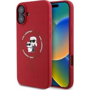 Karl Lagerfeld KARL LAGERFELD futerał do IPHONE 16 Plus kompatybilny z MagSafe KLHMP16MSCMKCRHR (Silicone KC Body Ring) czerwony