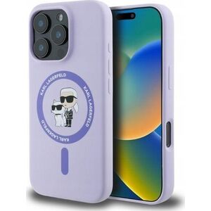 Karl Lagerfeld KARL LAGERFELD futerał do IPHONE 16 Plus kompatybilny z MagSafe KLHMP16MSCMKCRHU (Silicone KC Body Ring) fioletowy