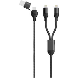 2GO 2GO USB / Type C Καλώδιο Φόρτισης DUO 2x Lightning Nylon 1,5m μαύρο