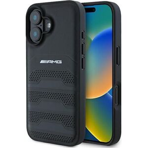Mercedes AMG AMHCP16SGSEBK iPhone 16  6.1" czarny/black hardcase Leather Debossed Lines Black Logo