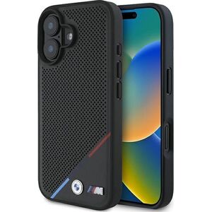 BMW BMW BMHMP16S23PUPDK iPhone 16 6.1" czarny/black hardcase M Perforated Tricolor Line MagSafe