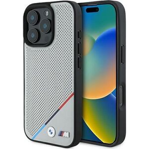 BMW BMW BMHMP16L23PUPDG iPhone 16 Pro 6.3" szary/grey hardcase M Perforated Tricolor Line MagSafe