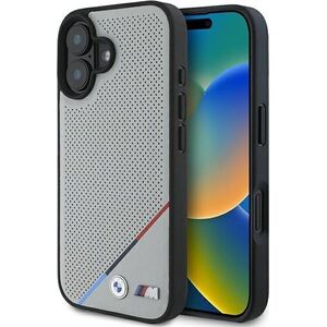 BMW BMW BMHMP16S23PUPDG iPhone 16 6.1" szary/grey hardcase M Perforated Tricolor Line MagSafe