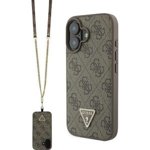 Guess Guess GUHCP16SP4TDSCPW iPhone 16 6.1" brązowy/brown hardcase Leather Metal Logo Strass Crossbody