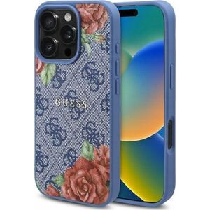 Guess GUHMP16SP4ROPEMCB iPhone 16 6.1"    niebieski/blue hardcase 4G Flowers Print MagSafe