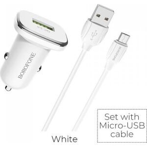 Ładowarka Borofone 1x USB-A 3 A  (BFO-BZ12A-M-W)