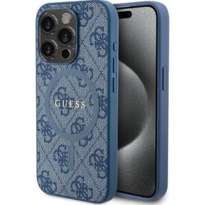 Guess Guess GUHMP14LG4GFRB iPhone 14 Pro 6.1" niebieski/blue hardcase 4G Collection Leather Metal Logo MagSafe
