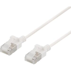 Deltaco DELTACO U/FTP Cat6a patch cable, slim, 3,8mm in diameter, 1m, white