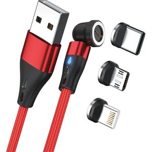Καλώδιο USB Realpower RealPower Μαγνητικό καλώδιο 3 Amp, 1m, κόκκινο με προσαρμογείς
