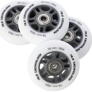 Nils Extreme PU 76x24 82A BIAŁE MATOWE (4 szt.) + ABEC-9 (8 szt.) ZESTAW NILS EXTREME