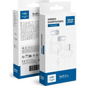 BLUE STAR słuchawki przewodowe Jack 3,5 mm z mikrofonem PA-E67 1,2 m białe