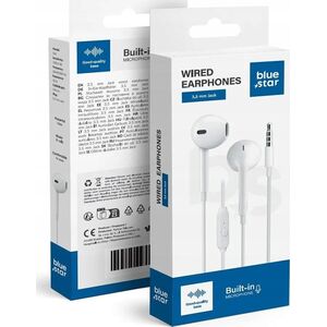 BLUE STAR słuchawki przewodowe Jack 3,5 mm z mikrofonem PA-E65 1,2 m białe