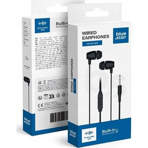 BLUE STAR słuchawki przewodowe Jack 3,5 mm z mikrofonem PA-E67 1,2 m czarne