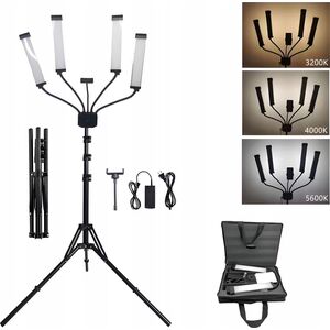 4 Poczwórna Giętka Elastyczna Lampa Led Kosmetyczna Foto Video 65w / M65 Czarny