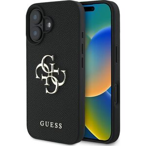 Guess Grained Big 4G Logo Small Classic Logo case for iPhone 16 black