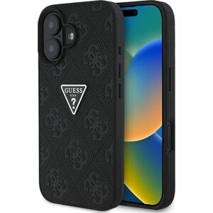Guess Hot Stamp 4G Pattern Triangle Metal Logo case for iPhone 16 black