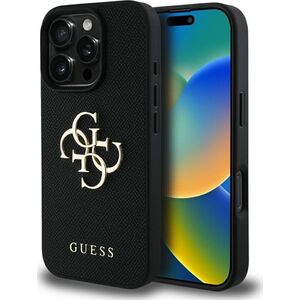 Guess Grained Big 4G Logo Small Classic Logo case for iPhone 16 Pro Max black