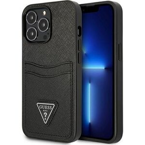 Guess Guess GUHCP13XPSATPK iPhone 13 Pro Max 6,7"czarny/black hardcase SaffianoTriangle Logo Cardslot