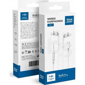 BLUE STAR ενσύρματα ακουστικά Τύπου C με μικρόφωνο M15C 1,2 m λευκά