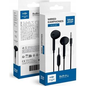 Ακουστικά BLUE STAR με καλώδιο Jack 3,5 mm και μικρόφωνο PA-E65 1,2 m μαύρα