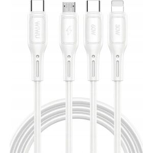 Καλώδιο USB WiWU - Starlink Wi-C046E 3 σε 1 USB C σε USB C, Micro USB, Lightning 60W 1m - λευκό