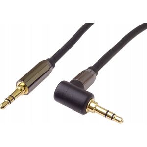 PremiumCord HQ θωρακισμένο καλώδιο στερεοφωνικό Jack 3.5mm - Jack 3.5mm γωνιακό 90°, 1,5m