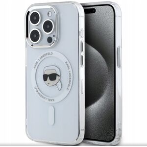 Θήκη Karl Lagerfeld IML Metal Karl Head MagSafe για iPhone 15 Pro λευκό