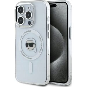 Θήκη Karl Lagerfeld IML Metal Karl Head MagSafe για iPhone 15 Pro Max λευκό