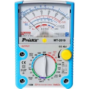 Αναλογικό πολύμετρο 0.1-1000V AC/DC, 0.05-250mA DC, με μέτρηση αντίστασης και χωρητικότητας, τρανζίστορ, διόδων, δοκιμή κυκλώματος, Pro'sKit