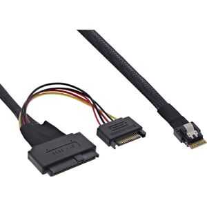 InLine InLine® Slim SAS cable, SFF-8654 to U.2 SFF-8639 + SATA power, 24Gb/s, 0.5m
