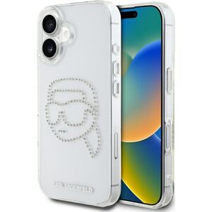 Case Karl Lagerfeld IML Rhinestones Karl Head for iPhone 16 transparent