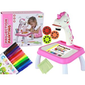 LeanToys Projektor Jednorożec Do Malowania Stoliczek Tablica Różowy