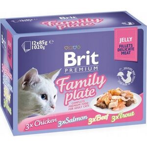 Brit Premium Family Plate dla kotów filety w galarecie mix smaków 12x85g
