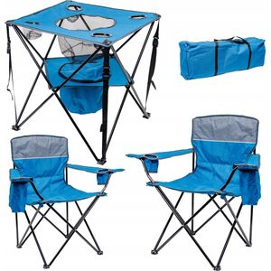 Σετ κάμπινγκ PLATINET 2x καρέκλα με επένδυση 55x55x44/90 CM + 1x τραπέζι 59x59x60 cm μπλε [461375]