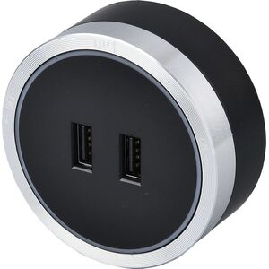 Viking zásuvkový modul A50, 2x USB-A, stříbrno-černá