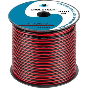 Przewód Cabletech Kabel głośnikowy CCA 0.75mm czarno-czerwony