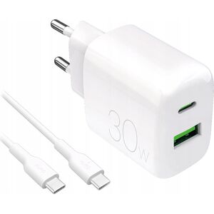 Φορτιστής τοίχου Puro PROLITE 30W USB-A / USB-C + καλώδιο USB-C - USB-C 1.2m - λευκός