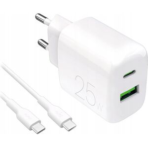 Φορτιστής τοίχου Puro PROLITE 25W USB-A / USB-C + καλώδιο USB-C - USB-C 1.2m - λευκός
