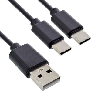 Καλώδιο φόρτισης InLine® USB 2σε1 Y, 1x USB-A αρσενικό σε 2x USB-C αρσενικό, μαύρο 2m