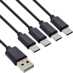 Καλώδιο φόρτισης InLine® USB 4 σε 1 Y, 1x USB-A αρσενικό σε 4x USB-C αρσενικό, μαύρο 1m
