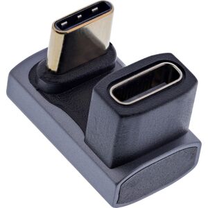 Προσαρμογέας InLine® USB4, USB-C Stecker/Buchse 180°, Αλουμίνιο, γκρι