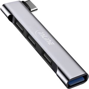 InLine® Slim USB-C Hub, 4-Port, USB 3.0 + 3x USB 2.0, λεπτός σχεδιασμός