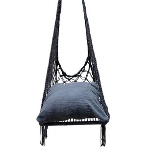 Αιώρα Δαντελωτή Καρέκλα Κρεμαστή 60x60x120CM με Μαξιλάρι Σκούρο Γκρι