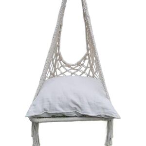 Αιώρα Δαντελωτή Κρεμαστή Καρέκλα 60x60x120CM με Μαξιλάρι ECRU