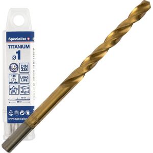 SPECIALIST+ μεταλλικό τρυπάνι TITAN, 1 mm, 10 τεμ.